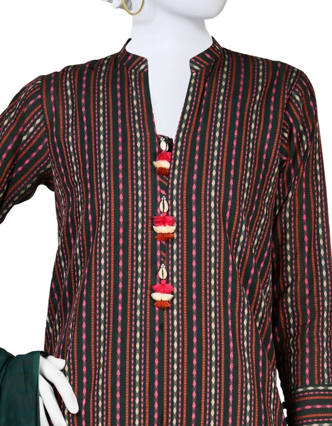 GREEN TEXTURED STITCHED 3PC