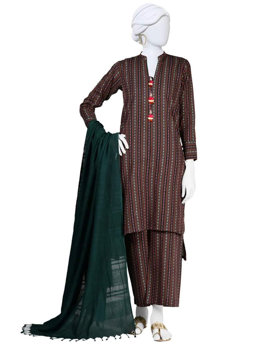 GREEN TEXTURED STITCHED 3PC