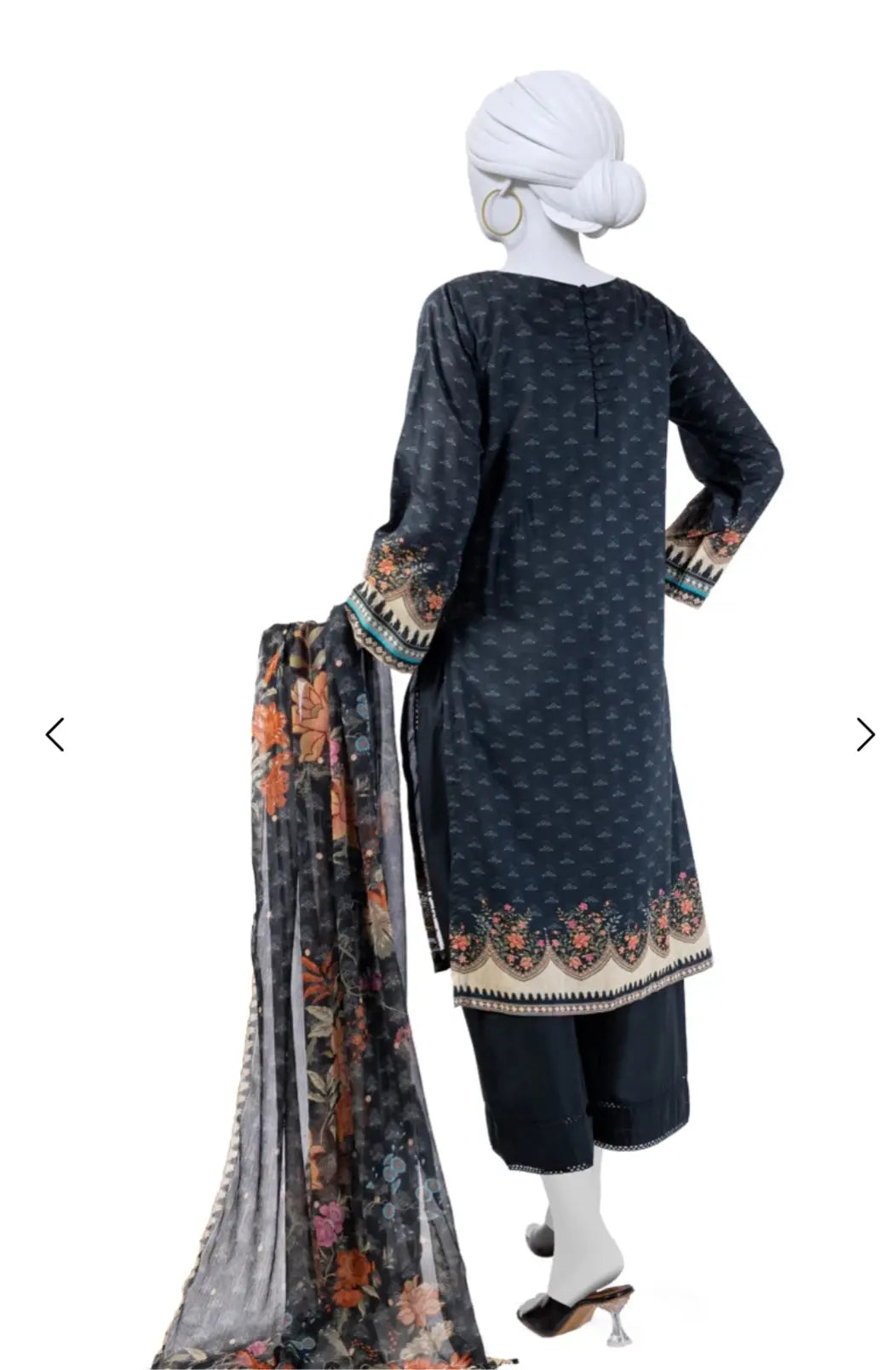 BLACK LAWN 3PC STITCHED