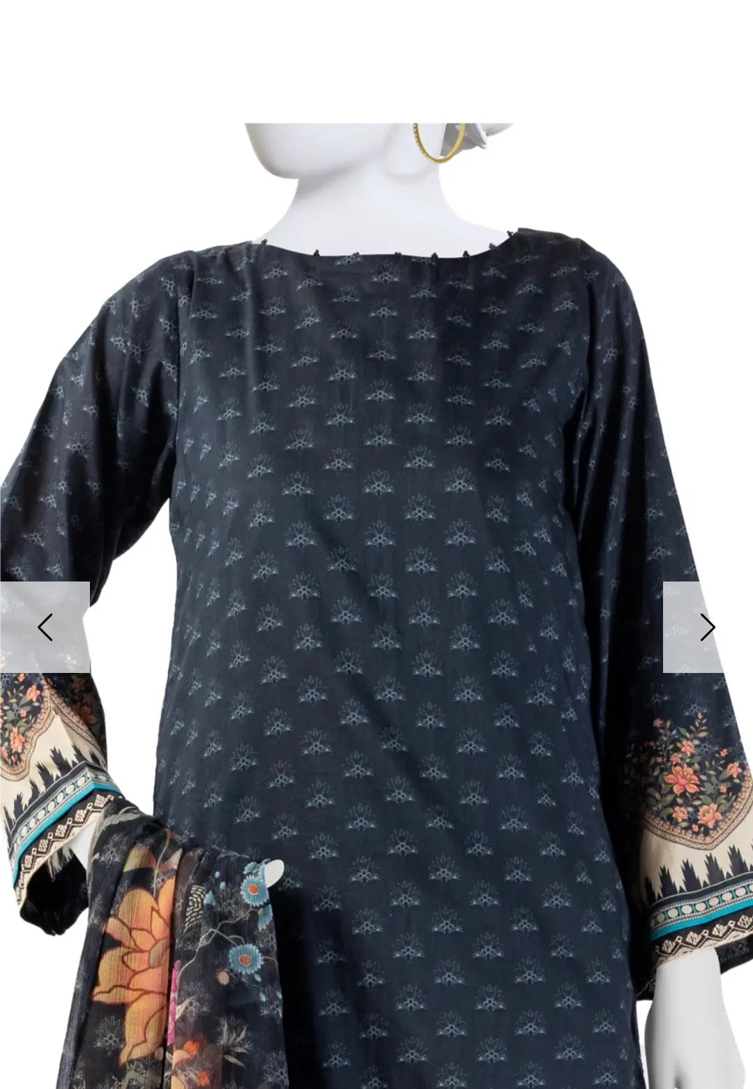 BLACK LAWN 3PC STITCHED